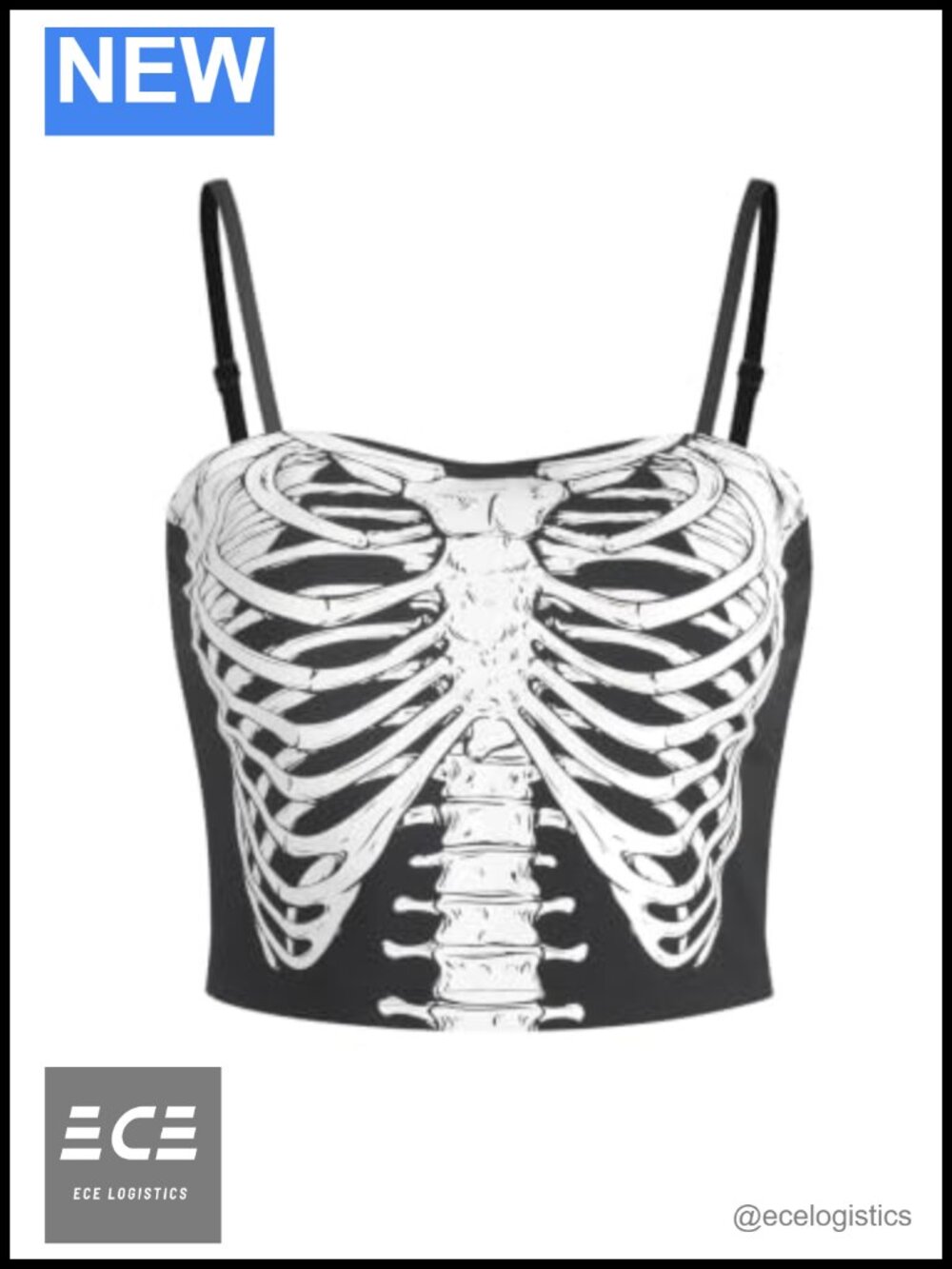 Skeleton Graphic Sexy Cami Crop Tank Top Halloween Costume